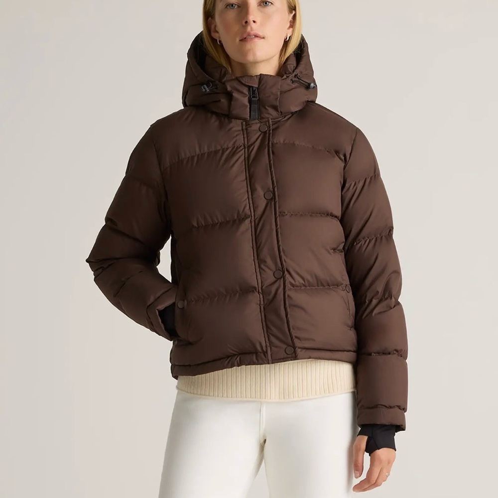 Quince Responsible Down Cropped Puffer Jacket in Chocolate Brown  X-Large 934